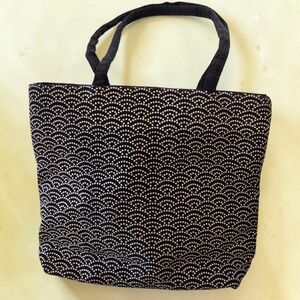 Vintage 1950s-1960s Japanese Seigaiha Wave Textured Fabric Top Handle Handbag